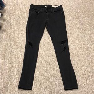 Rag & Bone Ripped Black Soft Skinny Jeans